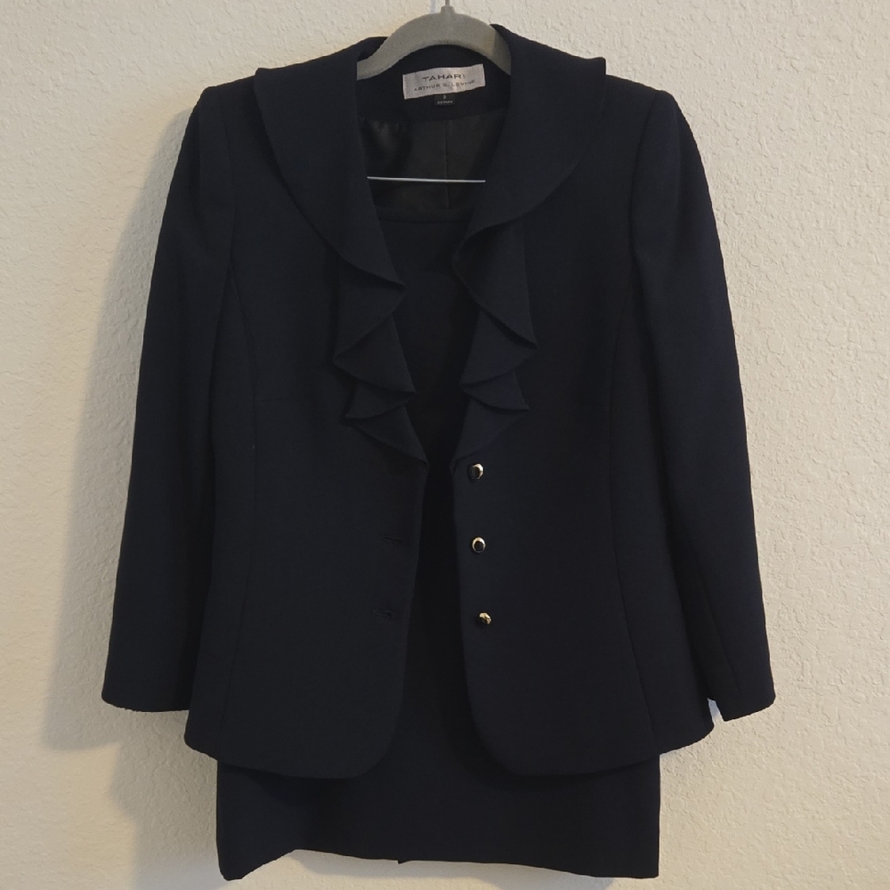 Tahari ASL Women's Black Blazer with Skirt Set 2 Petite